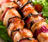Chili Spiced Halibut Kabobs with Avocado Salsa