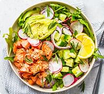 Salmon Avocado Cucumber Salad.