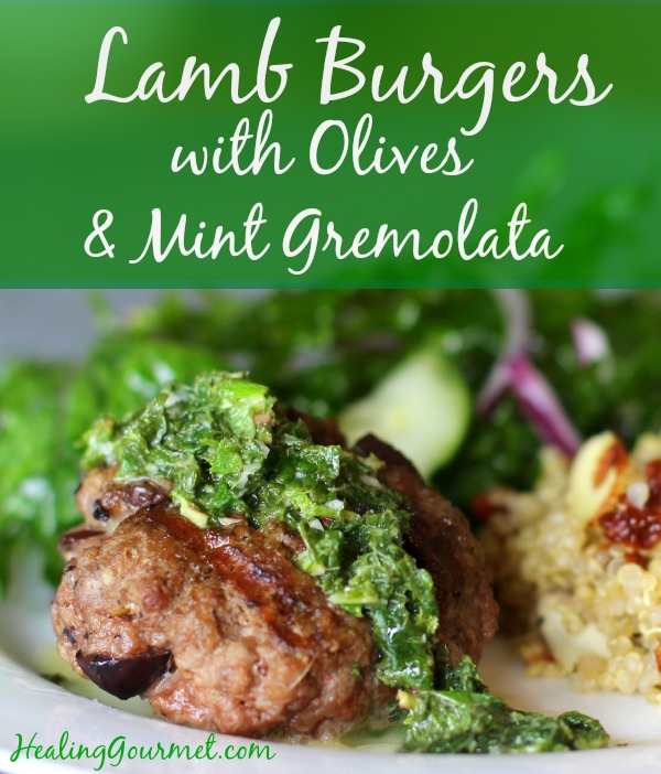 Quick and delicious lamb burgers with olives and mint