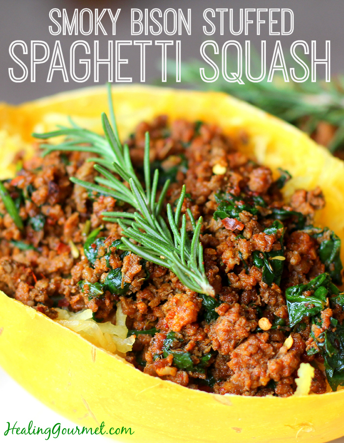 Paleo Bison Stuffed Spaghetti Squash - Healing Gourmet