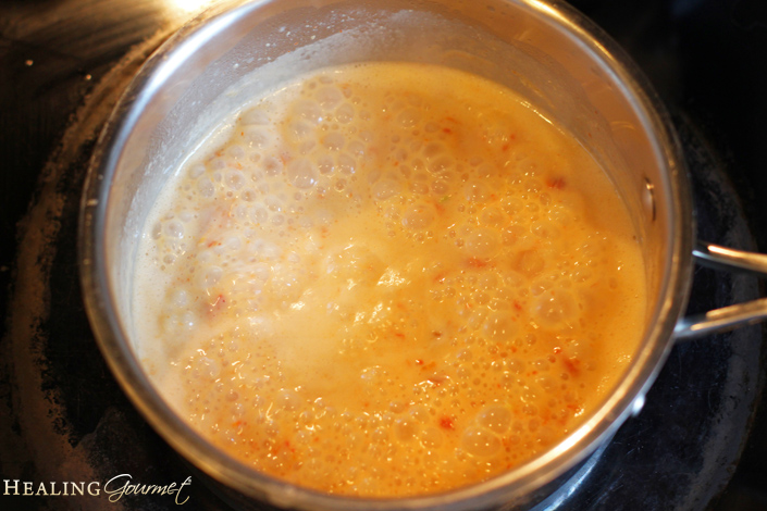 simmer the chicken alfredo sauce