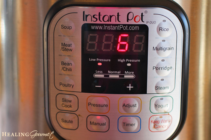 set instant pot to 6 minutes on low