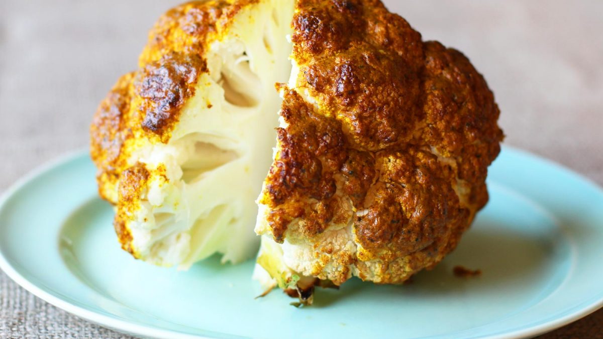 Whole Roasted Cauliflower with Indian Spice