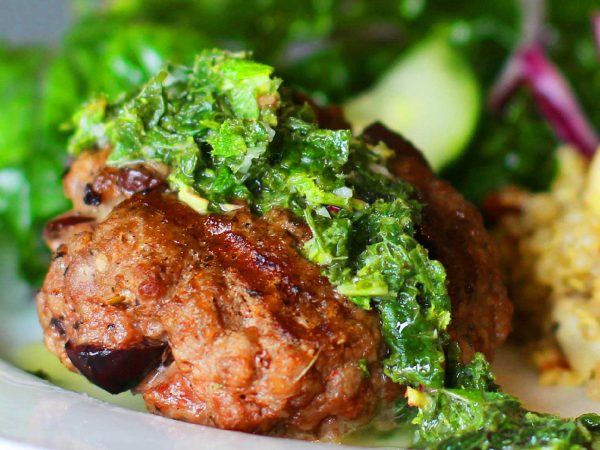 Image from a post with the title: Lamb Burgers with Kalamata Olives and Mint Gremolata.