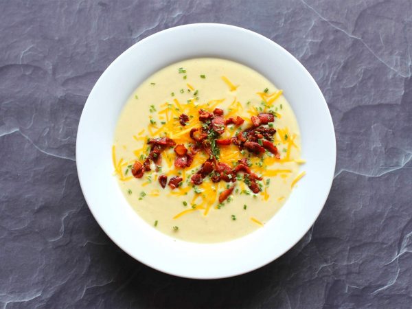 Image from a post with the title: Instant Pot Loaded Cauliflower Soup (Dairy Free Option).
